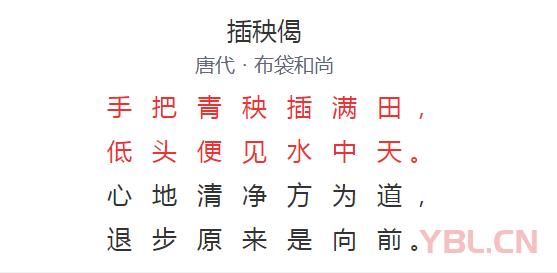 手把青秧插滿田低頭便見(jiàn)水中天是什么意思？